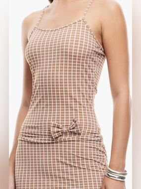 ✨New✨ Lioness Intuition Bow Check Minidress, Adjustable Straps, MEDIUM
